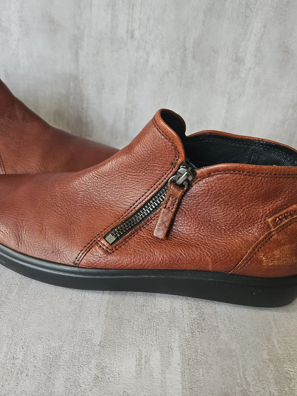ECCO Soft 7 Cognac Brown Leather Zip Ankle Booties Size 40 / US 9 - Picture 13 of 16